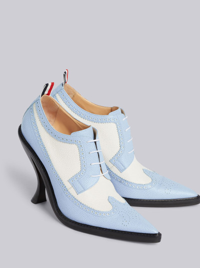 Thom Browne Light Blue Pebbled Calfskin Brogue Spectator Curved High Heel outlook