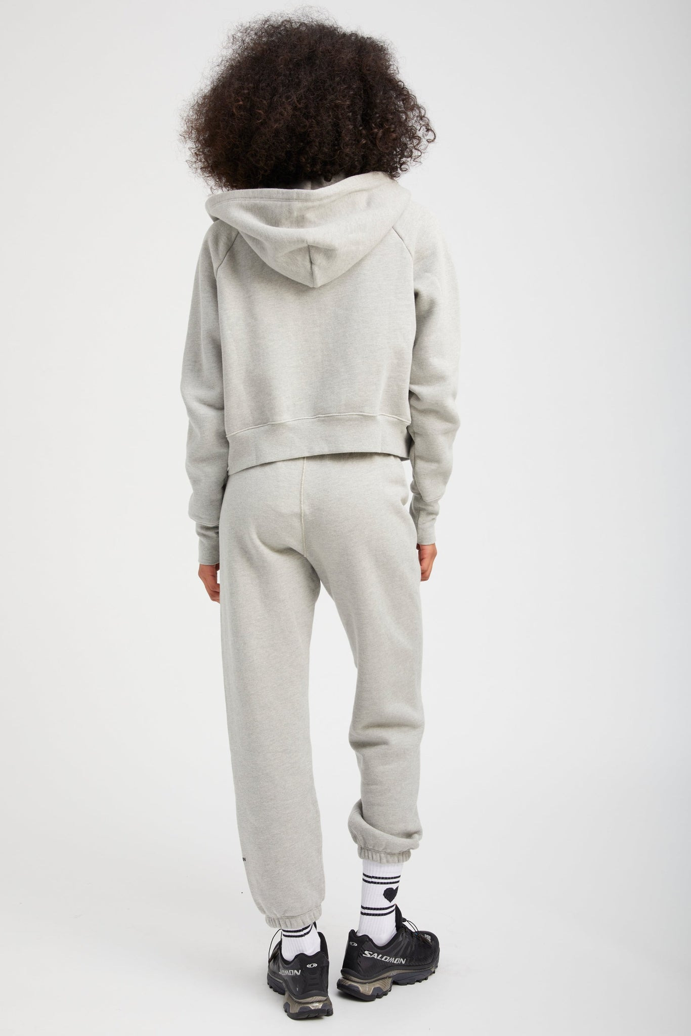 HEATHER GREY COTTON SHRUNKEN ZIP UP HOODIE - 7