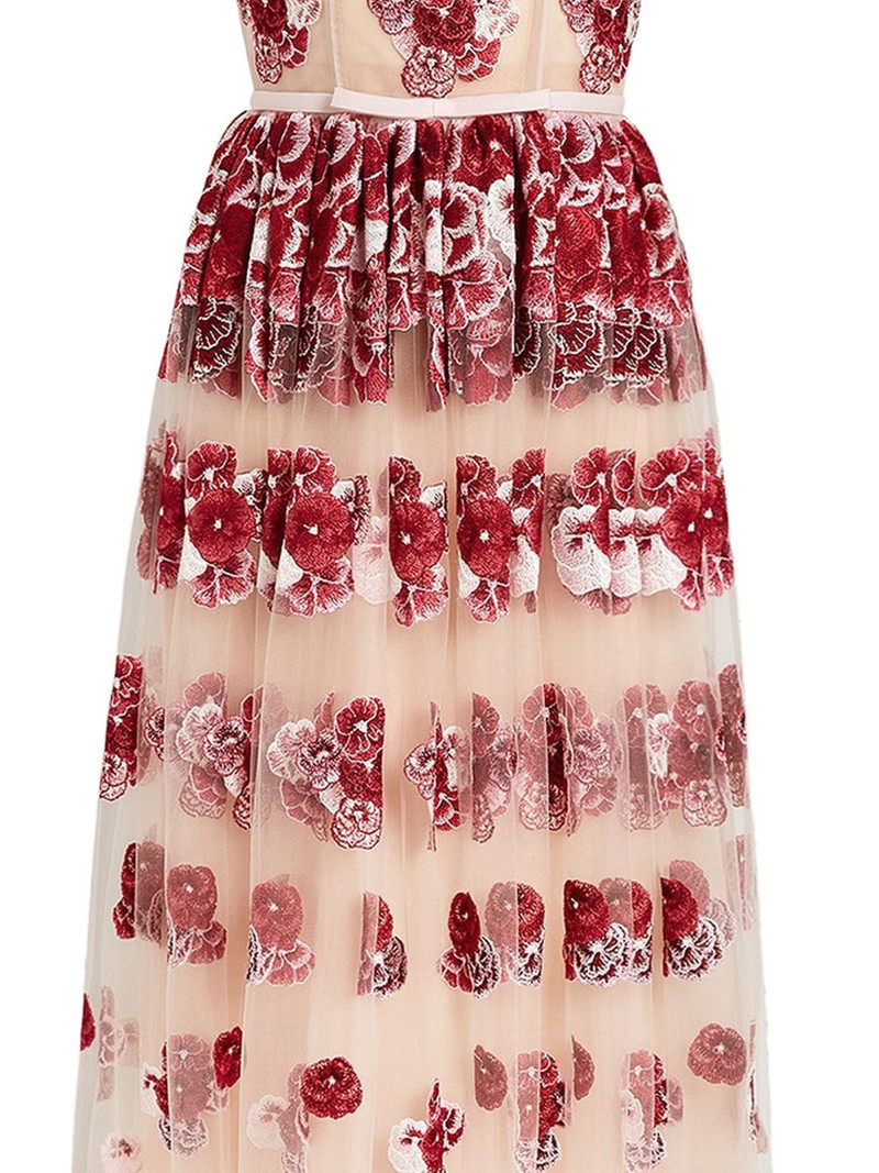 GIAMBATTISTA VALLI Ruby Pansies floral embroidered dress outlook