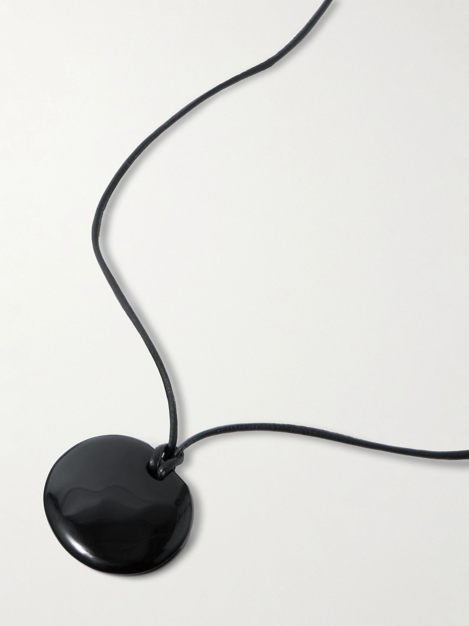 Small Full Moon silver, cord and onyx necklace Black - 4
