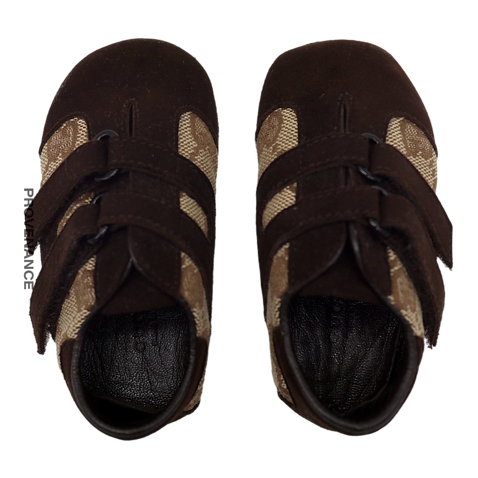 Gucci GG Canvas Suede Velcro Runner Infant - Brown - 7