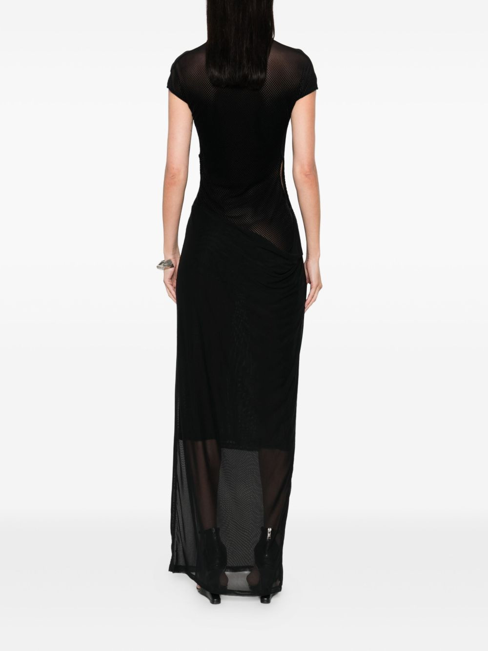 mesh-panelled maxi dress - 4