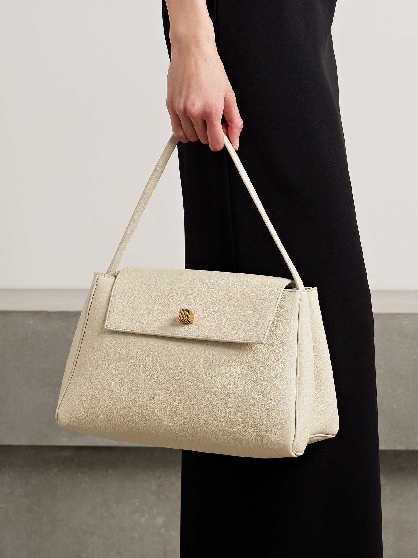 Audrey textured-leather tote Ivory - 2