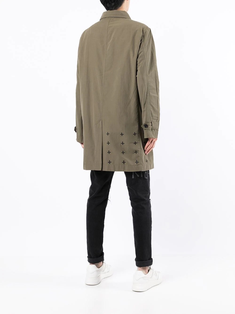 embroidered-logo coat - 4