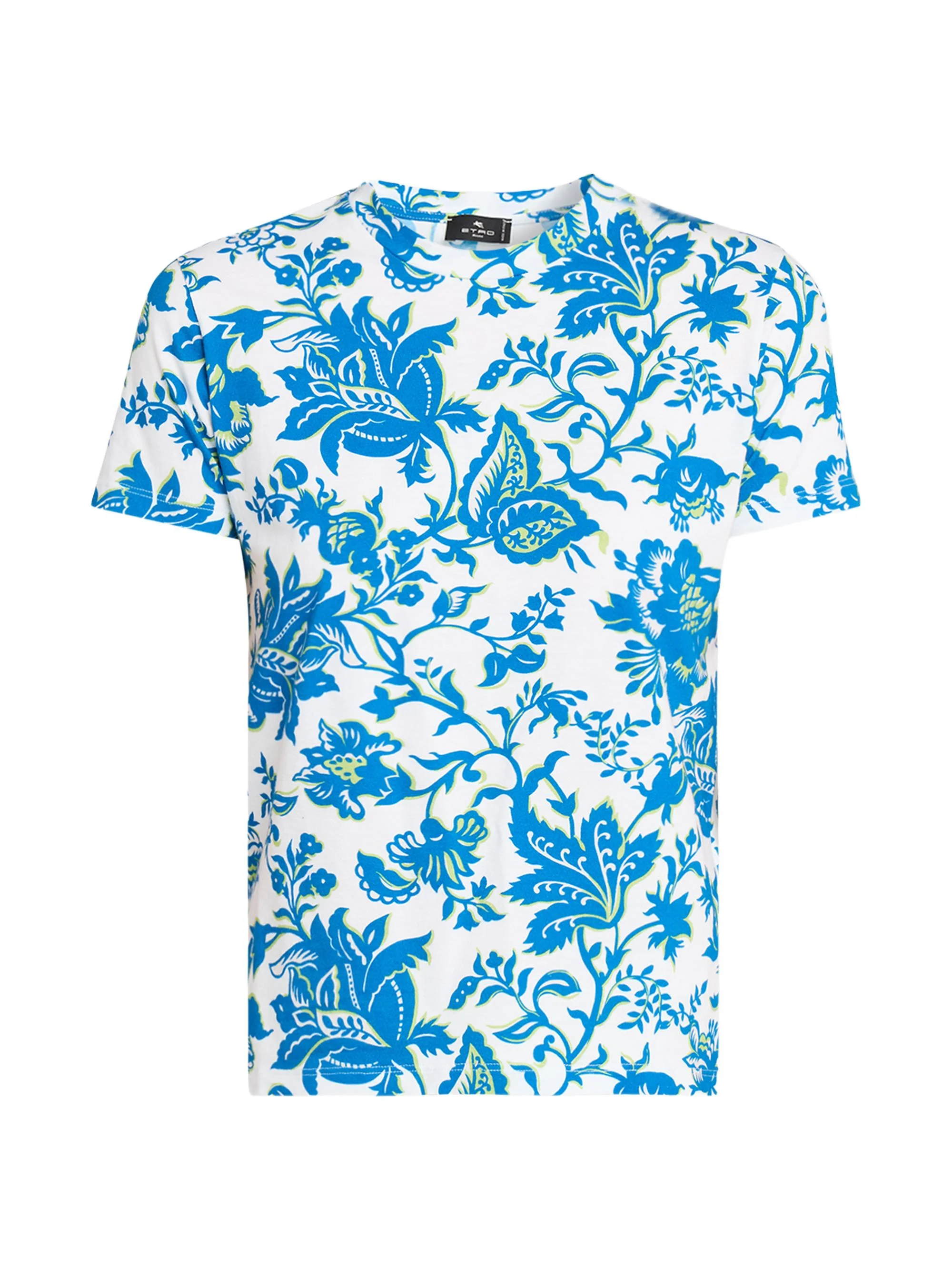 Women's Cut & Sew Floral Cotton T-Shirt - Blue Colorway - 1