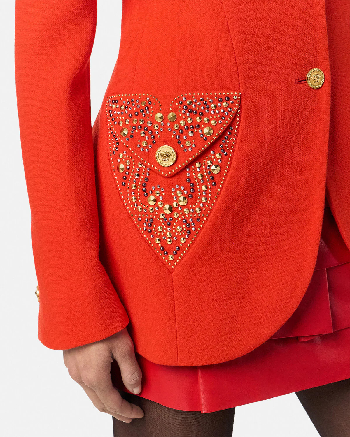 Studded Wool Fitted Single-Breasted Blazer - 3