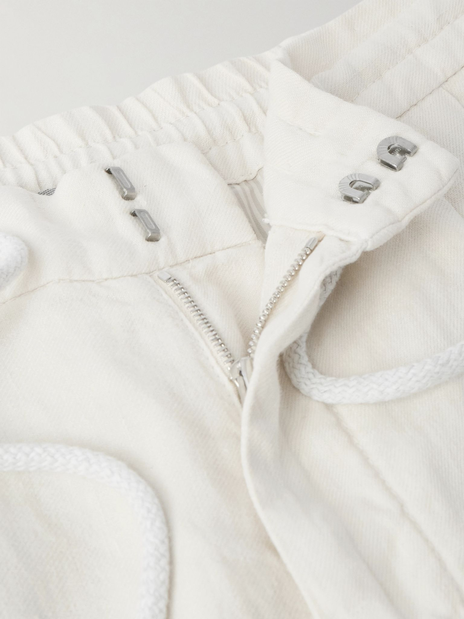 Straight-Leg Pleated Linen-Twill Drawstring Trousers White - 5