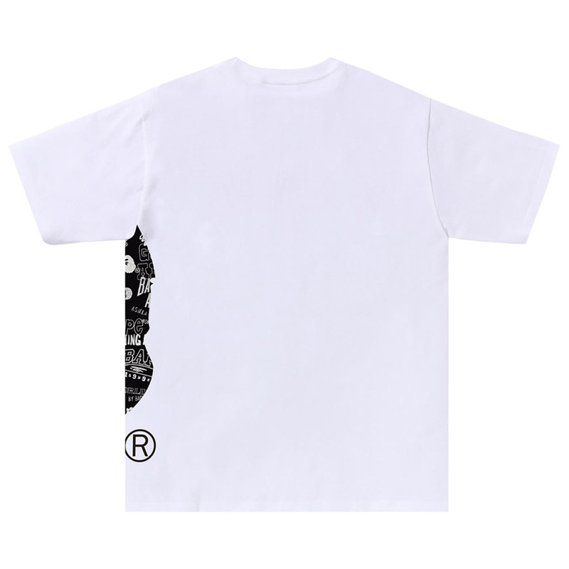 A BATHING APE® BAPE Hand Drawn Pattern Side Big Ape Head Tee 'White/Black' outlook