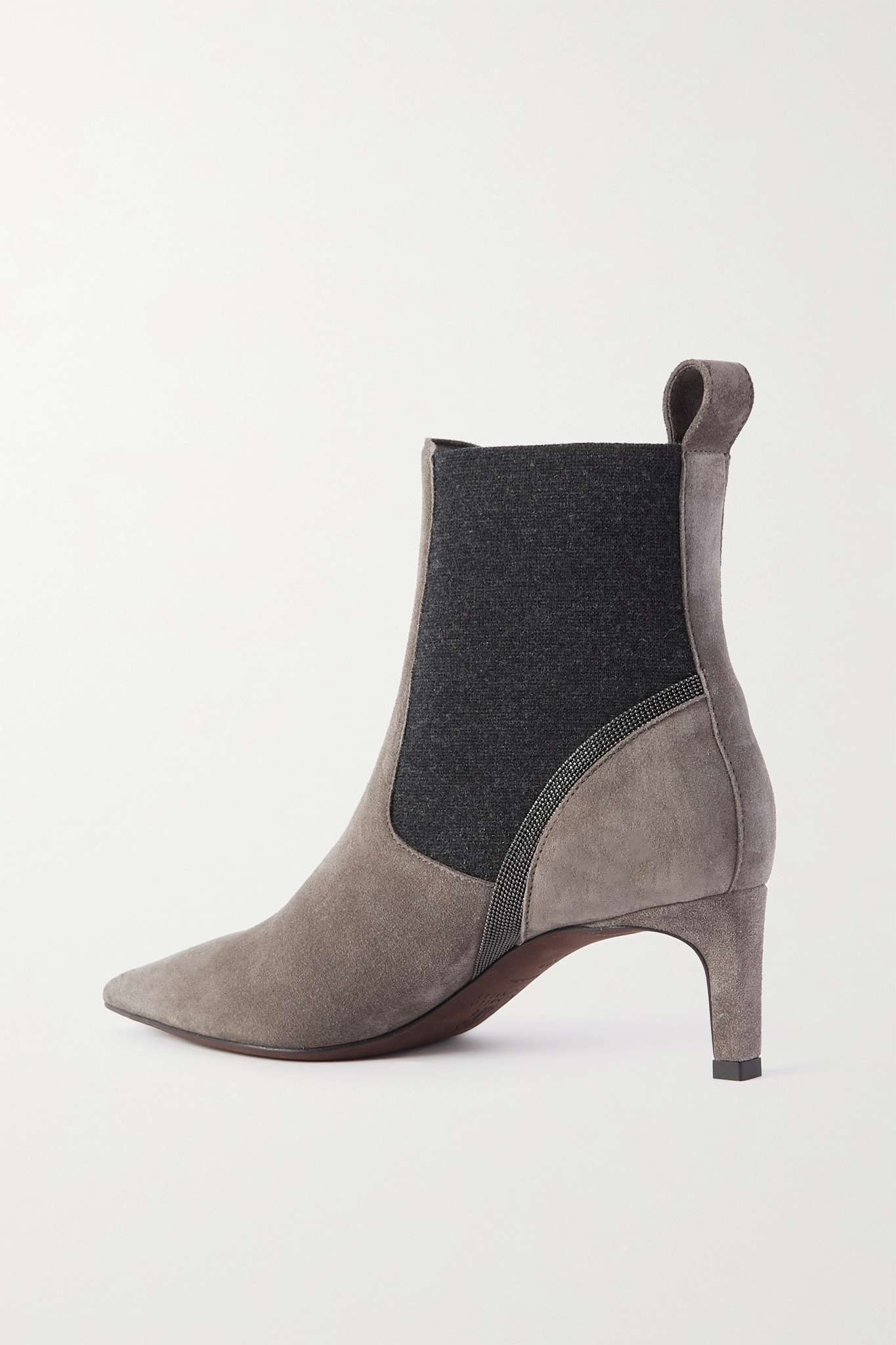 Bead-embellished suede and cashmere Chelsea boots - 3