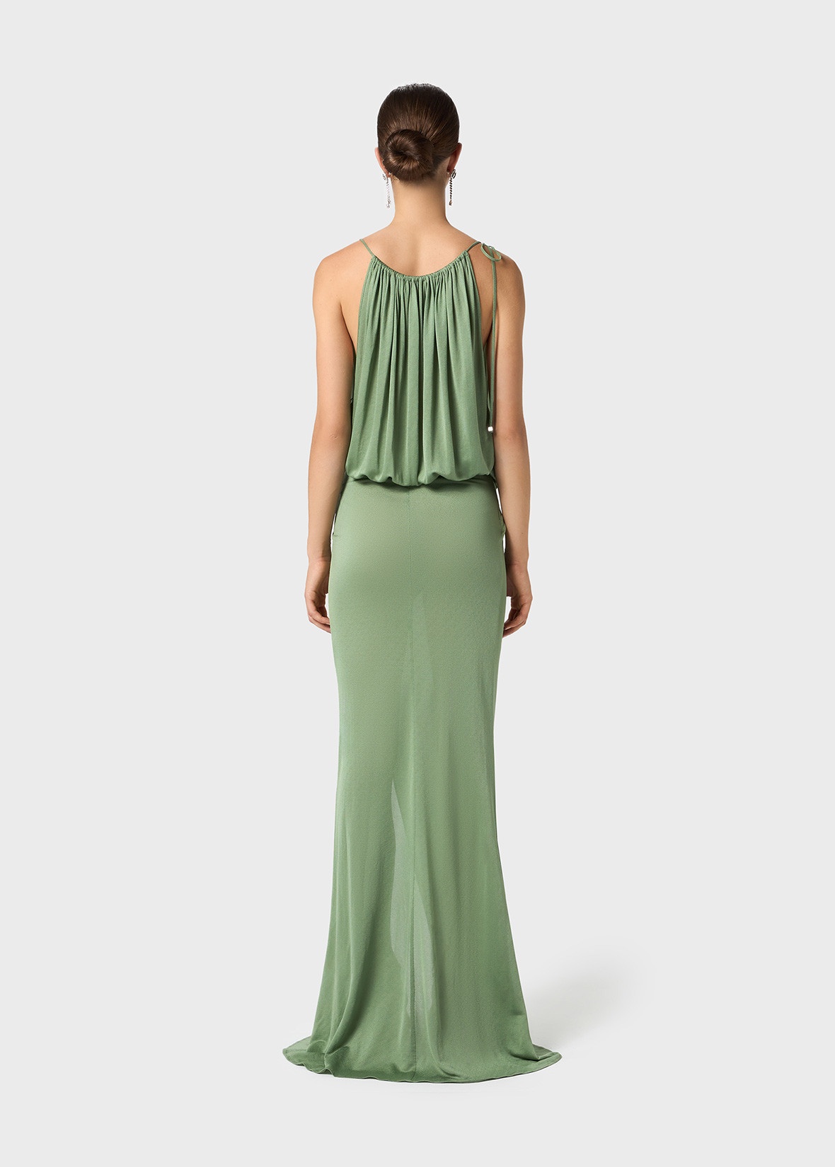 JERSEY LONG DRESS WITH DRAPES - 4