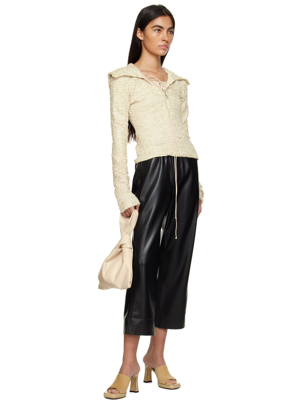 Black Odessa Vegan Leather Trousers - 4