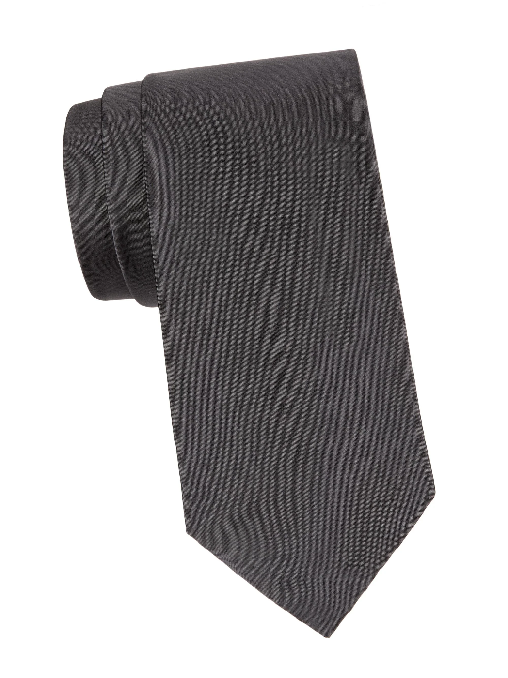 Men's Peau De Soie Silk Tie - Grey - 1