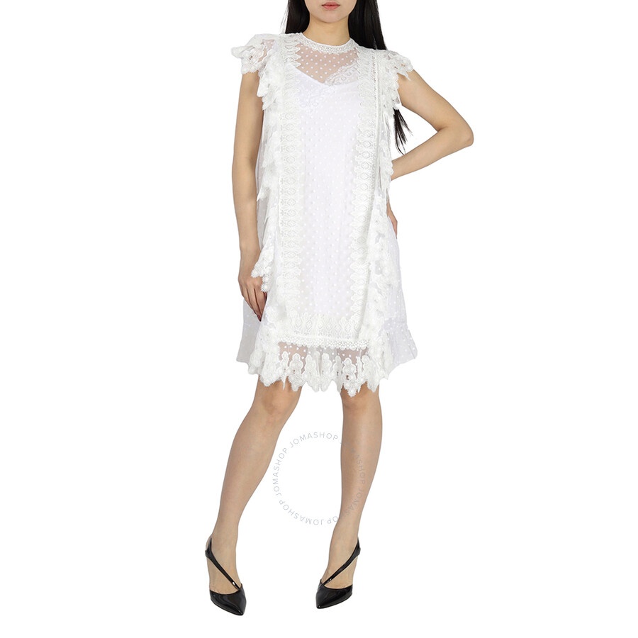 Burberry Nahla White Polka-dot And Scalloped Lace Tulle Dress - 3
