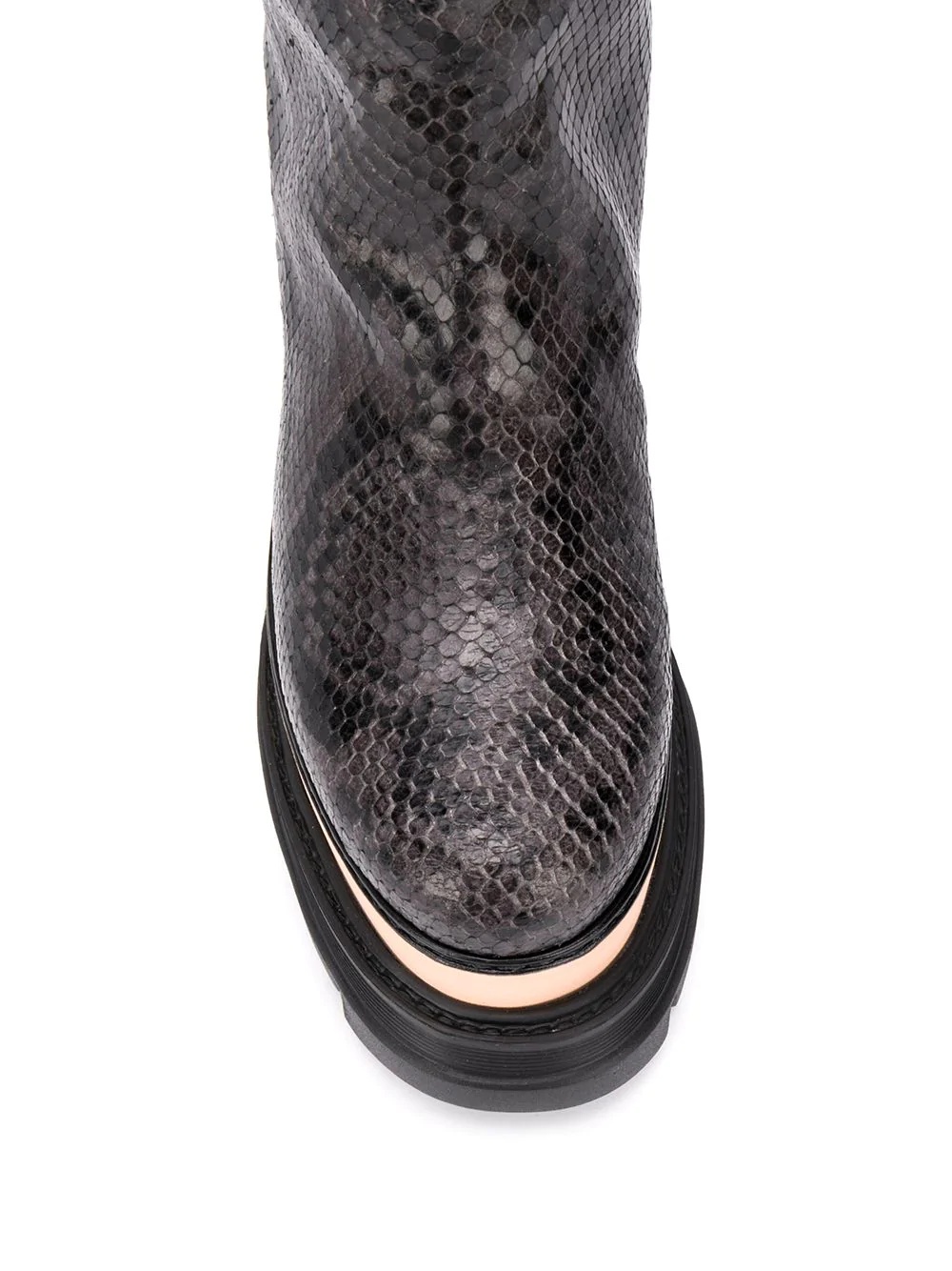 snakeskin-pattern platform boots - 4