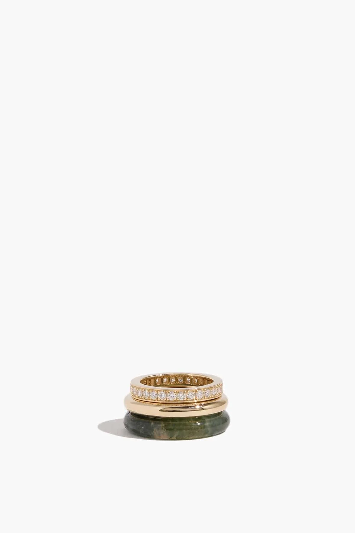 Kalahari Ring Stack in Moss Agate - 1