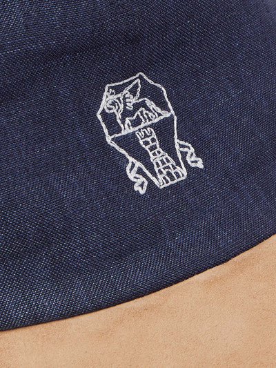 Brunello Cucinelli Logo-Embroidered Linen and Suede Baseball Cap outlook