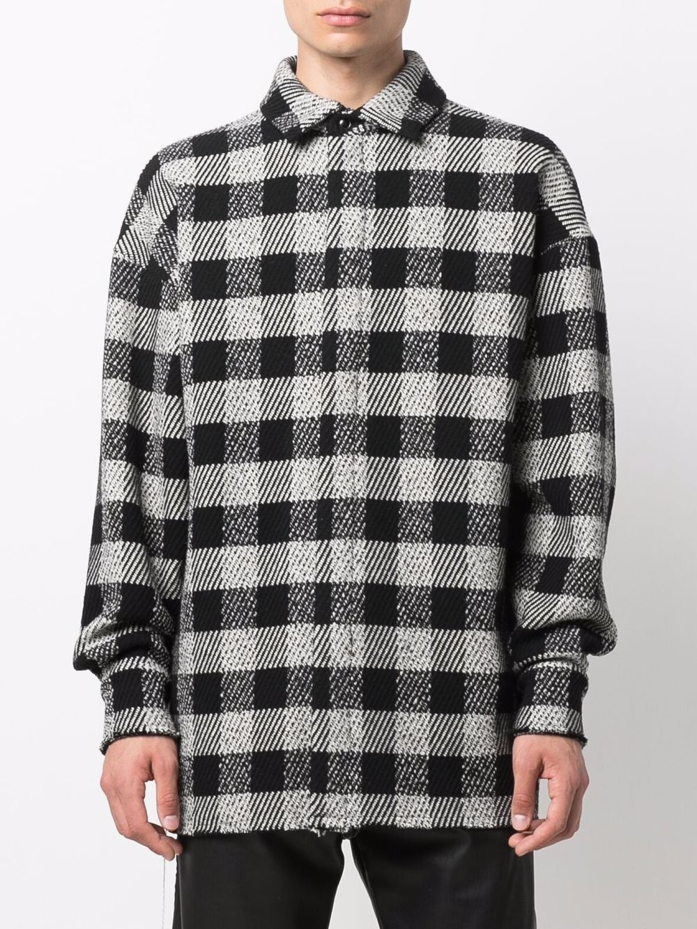 checked logo-print shirt - 3