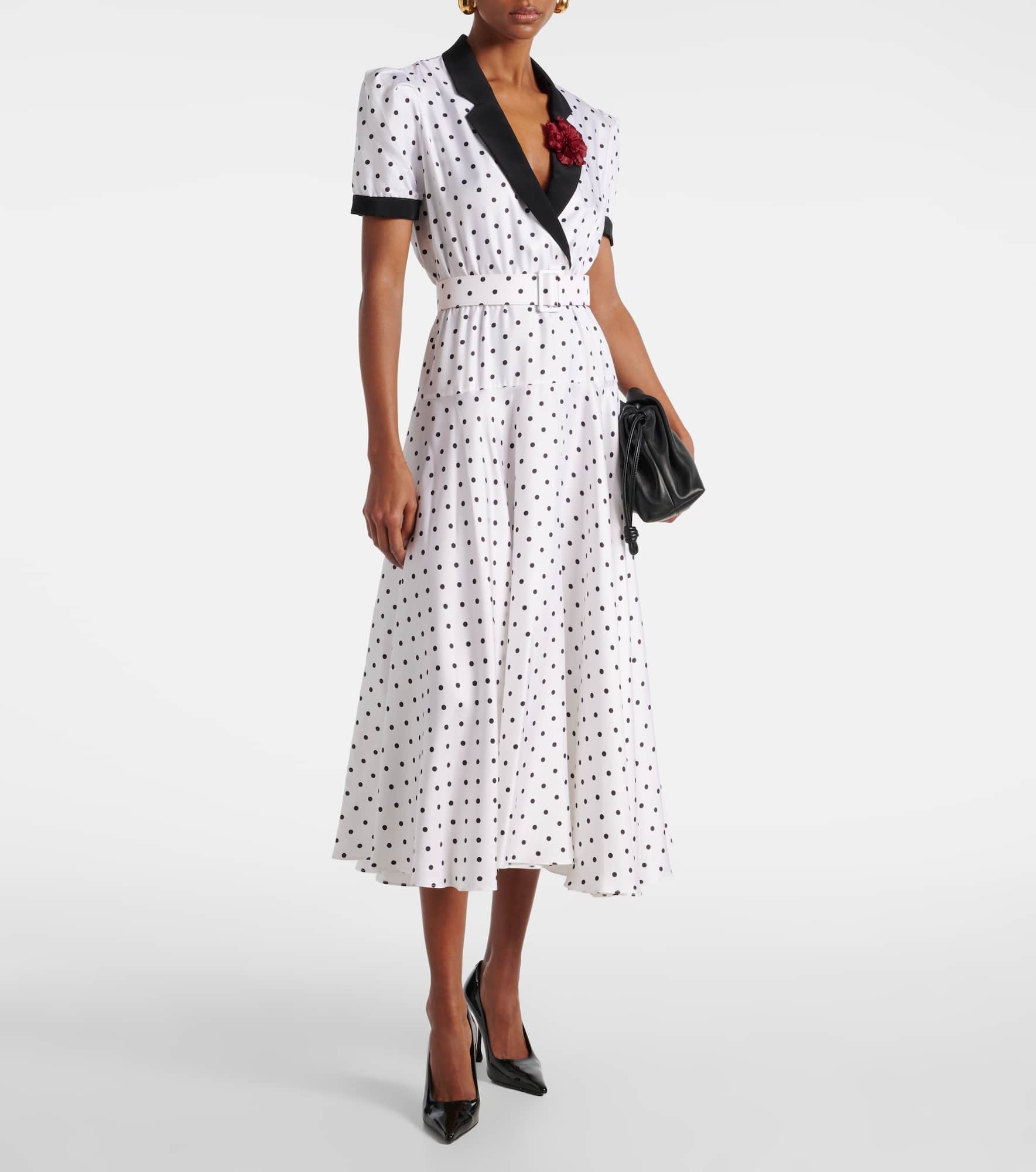 Polka Dot silk twill midi dress - 2