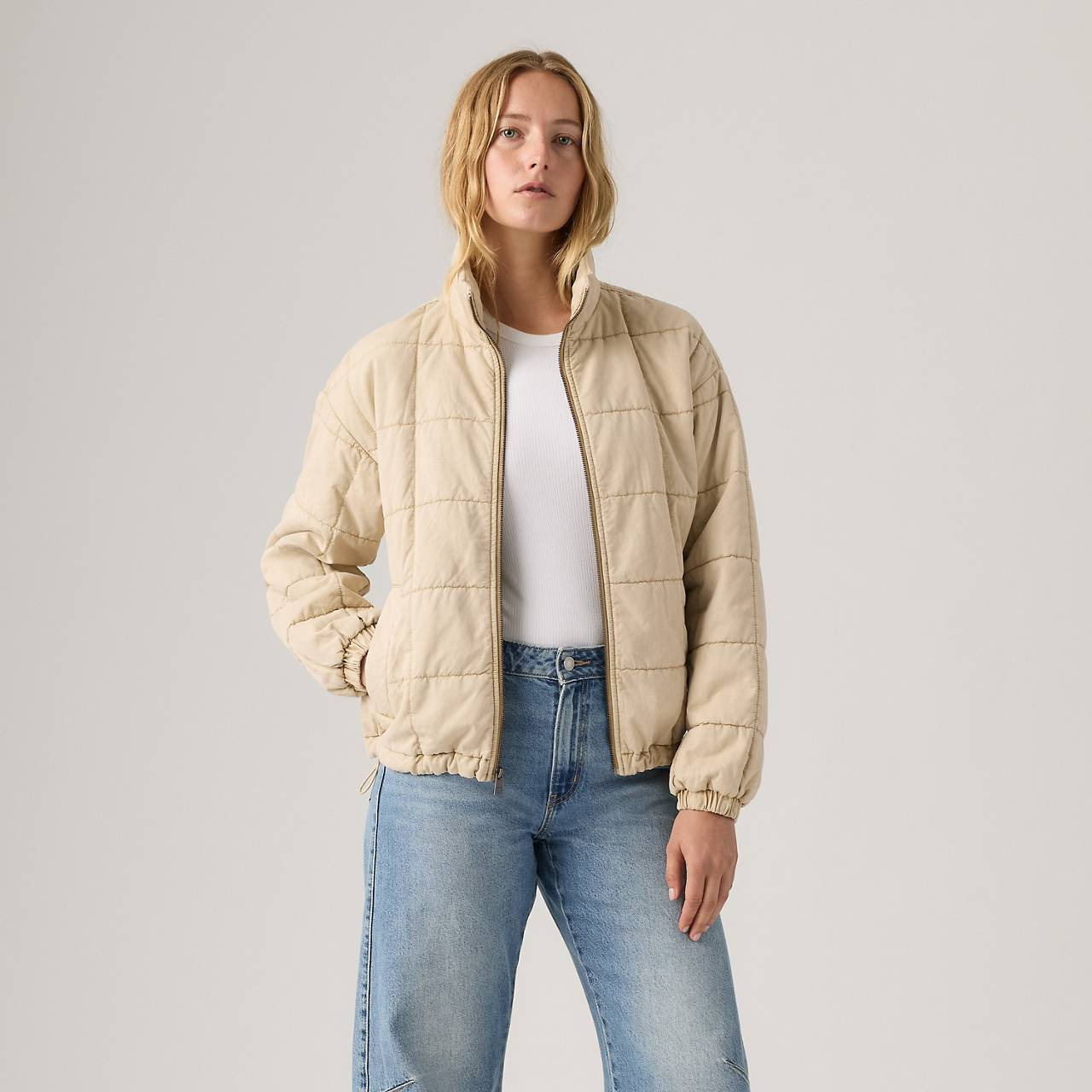 BOX QUILTED RELAXED COTTON JACKET - 1