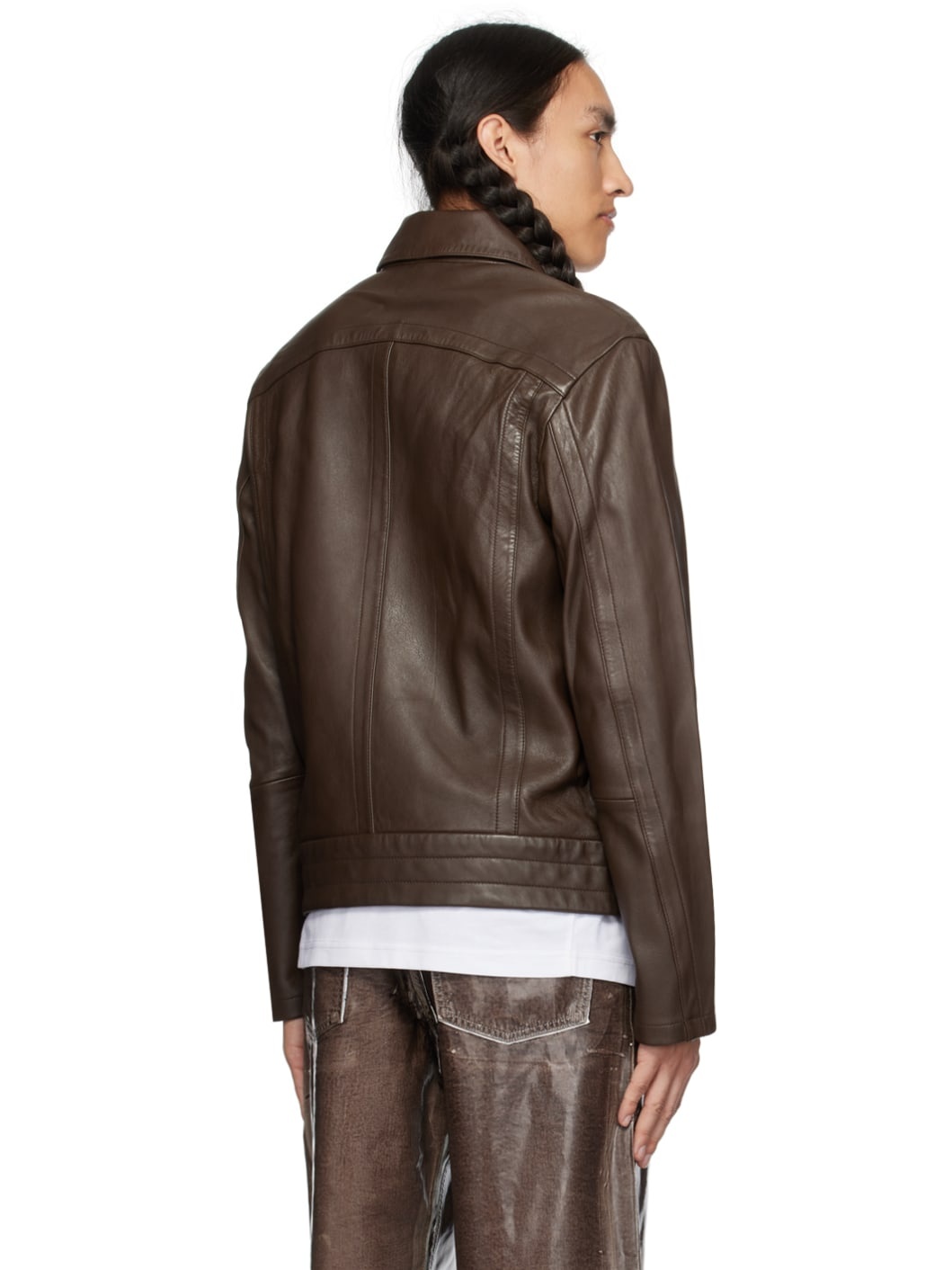 Diesel Brown L-Hudson Leather Jacket | ssense | REVERSIBLE