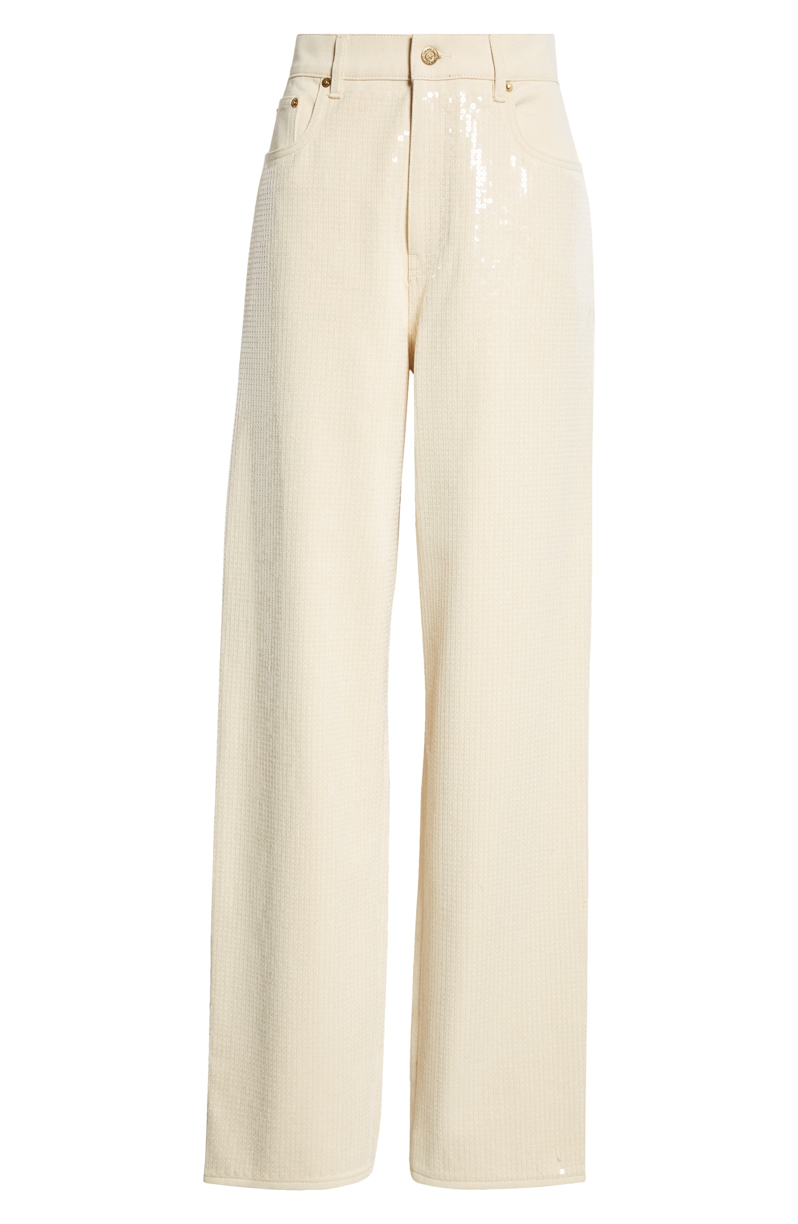 Golden Goose Kim Sequin Five-Pocket Pants in Ecru at Nordstrom - 6