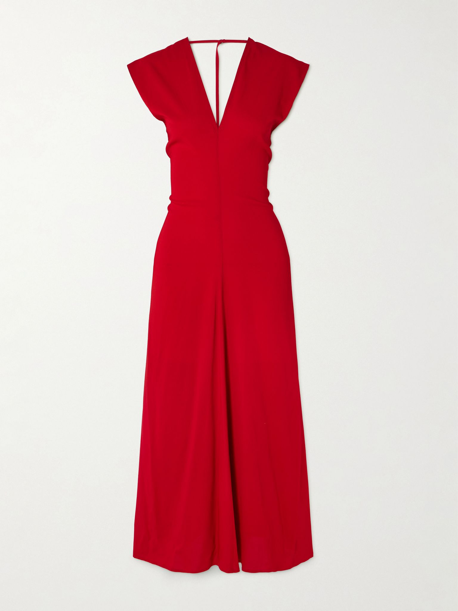 Plunge draped crepe maxi dress Red - 1