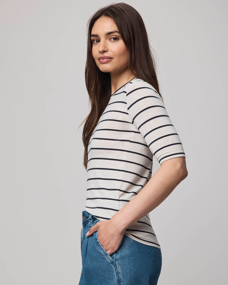 Splendid Bamboo Blend Stripe Quarter Sleeve Tee outlook