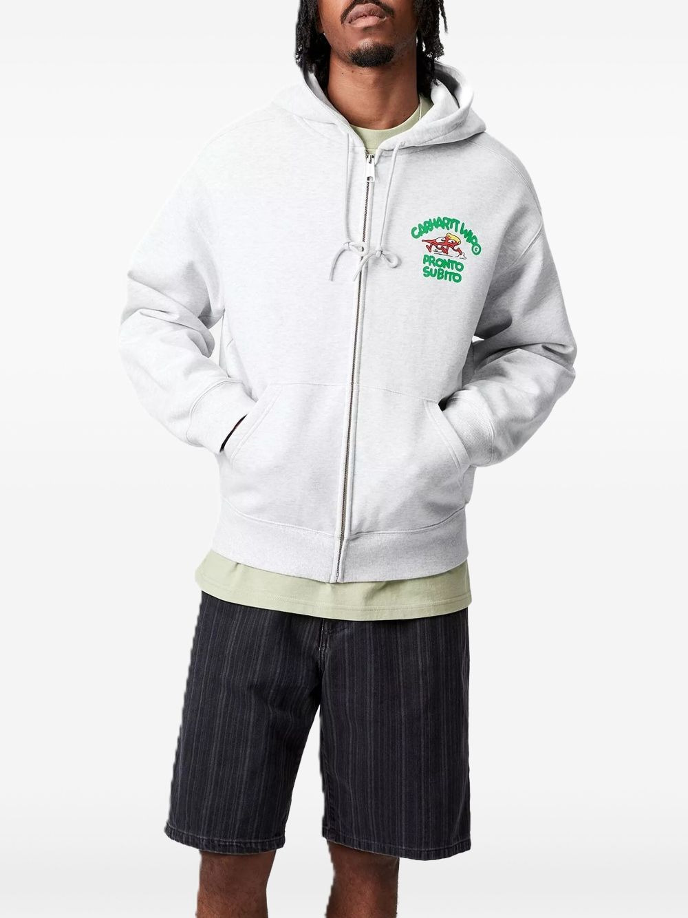 Pronto Subito-print zip-up hoodie - 2