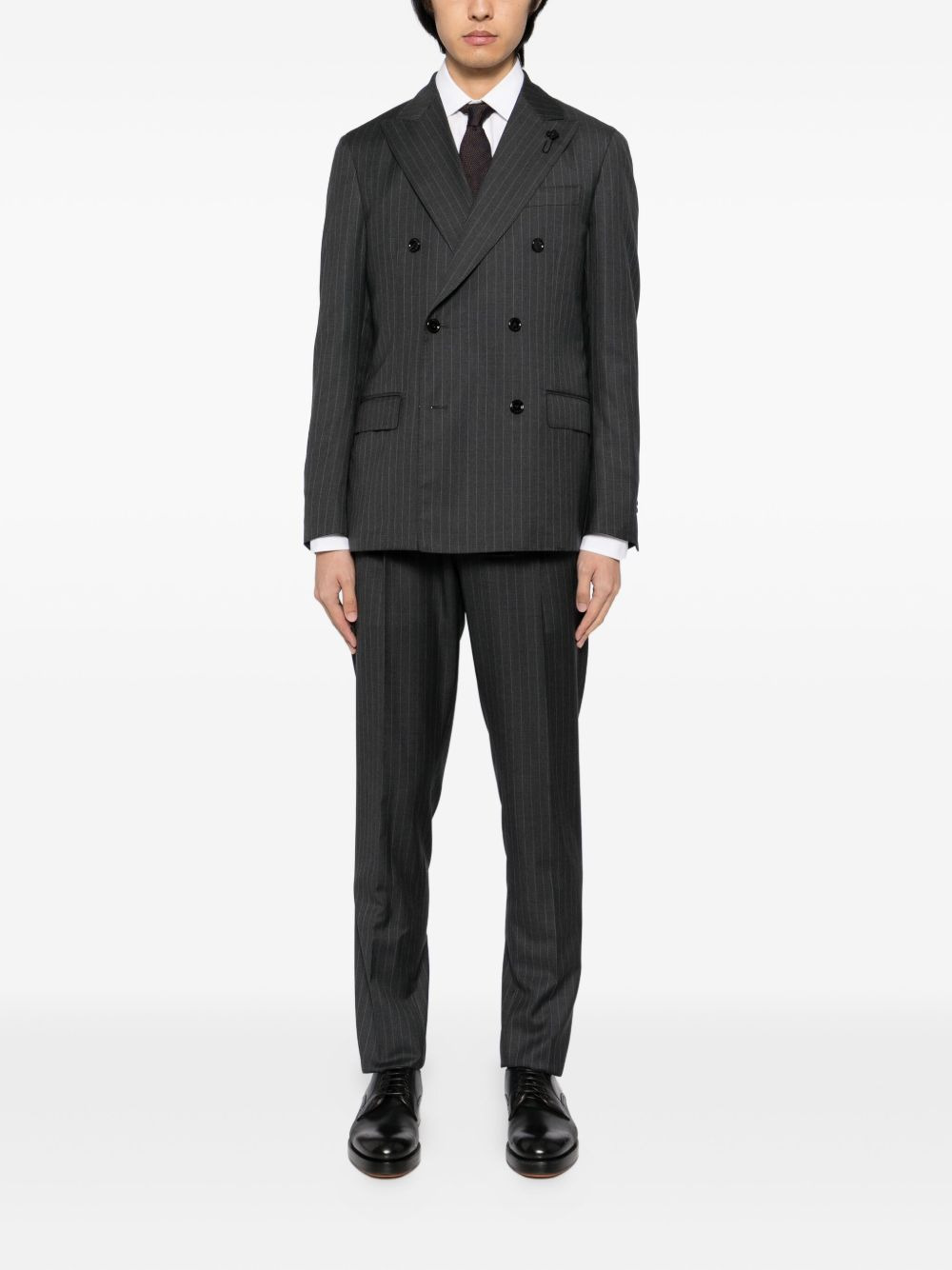 PINSTRIPE-PATTERN DOUBLE-BREASTED SUIT - 4