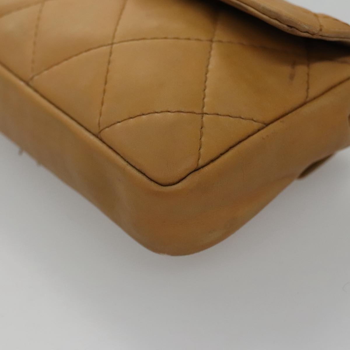 CHANEL Matelasse Waist Bag Leather Beige CC - 15