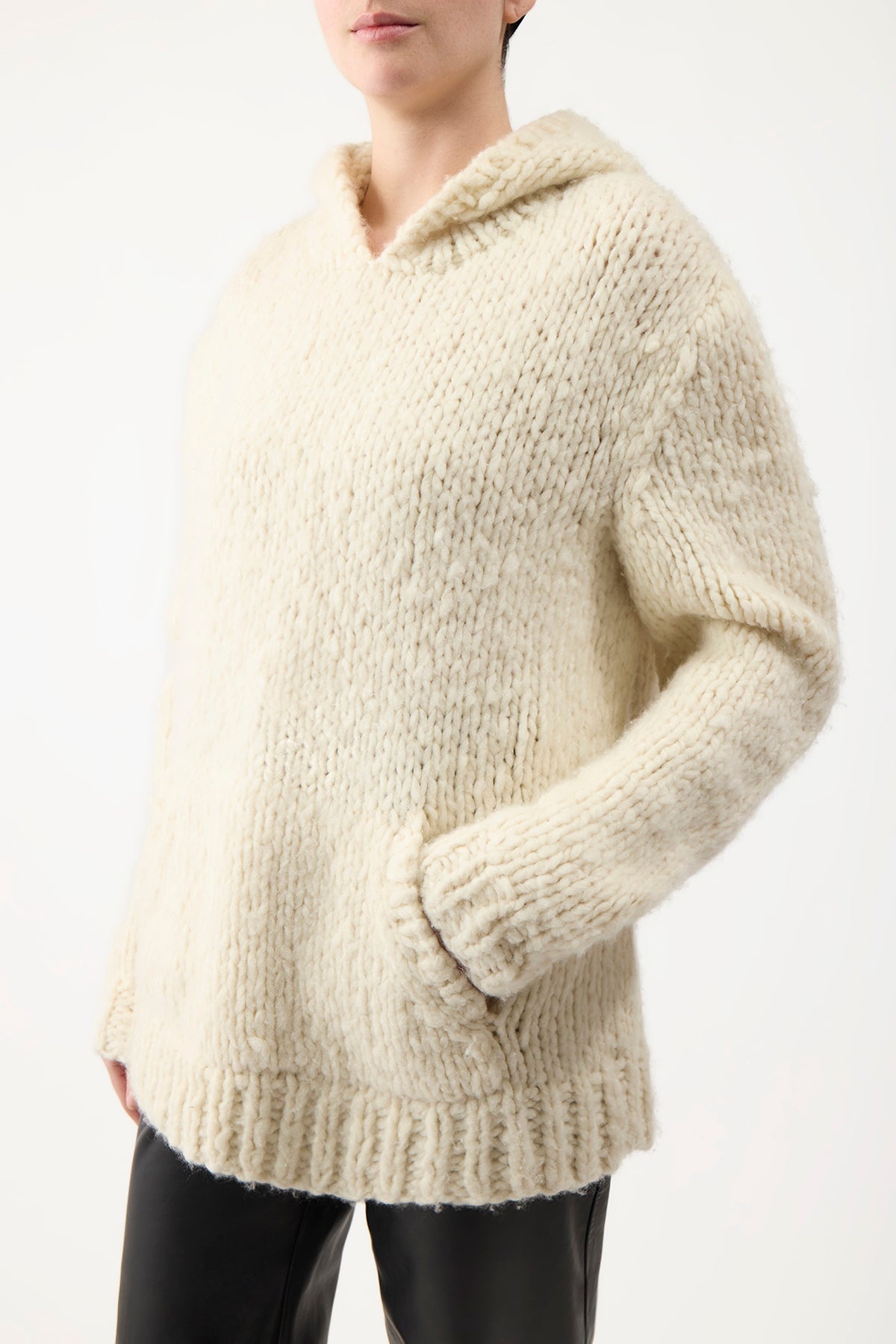 Carlton Hoodie in Ivory Welfat Cashmere - 5