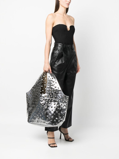 Paco Rabanne Grommet eyelet-embellished leather tote bag outlook