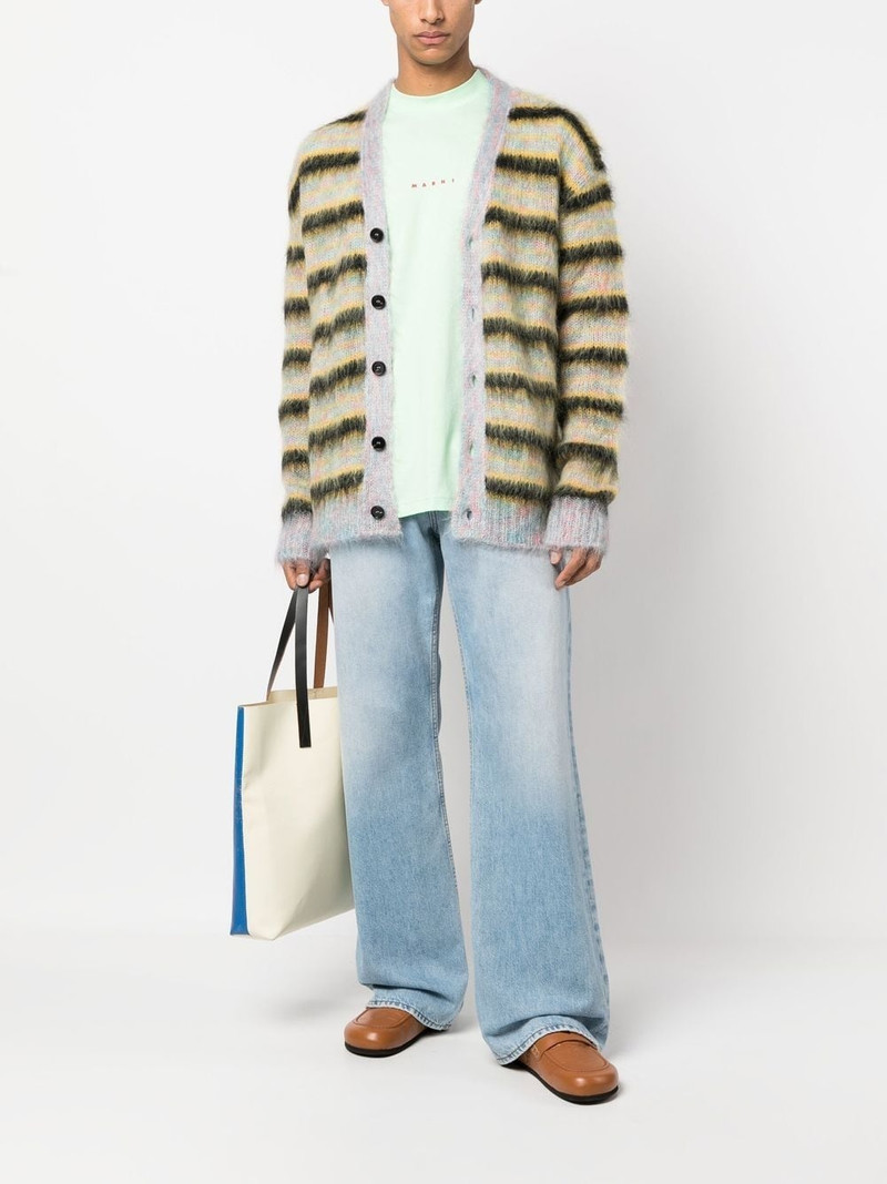 Marni striped mohair-blend cardigan outlook