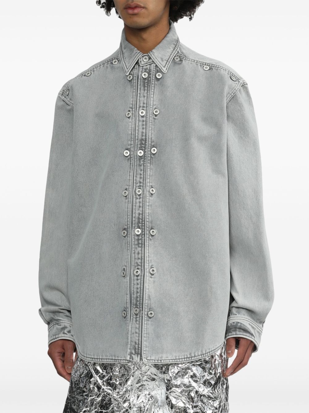 light wash layered denim shirt - 3