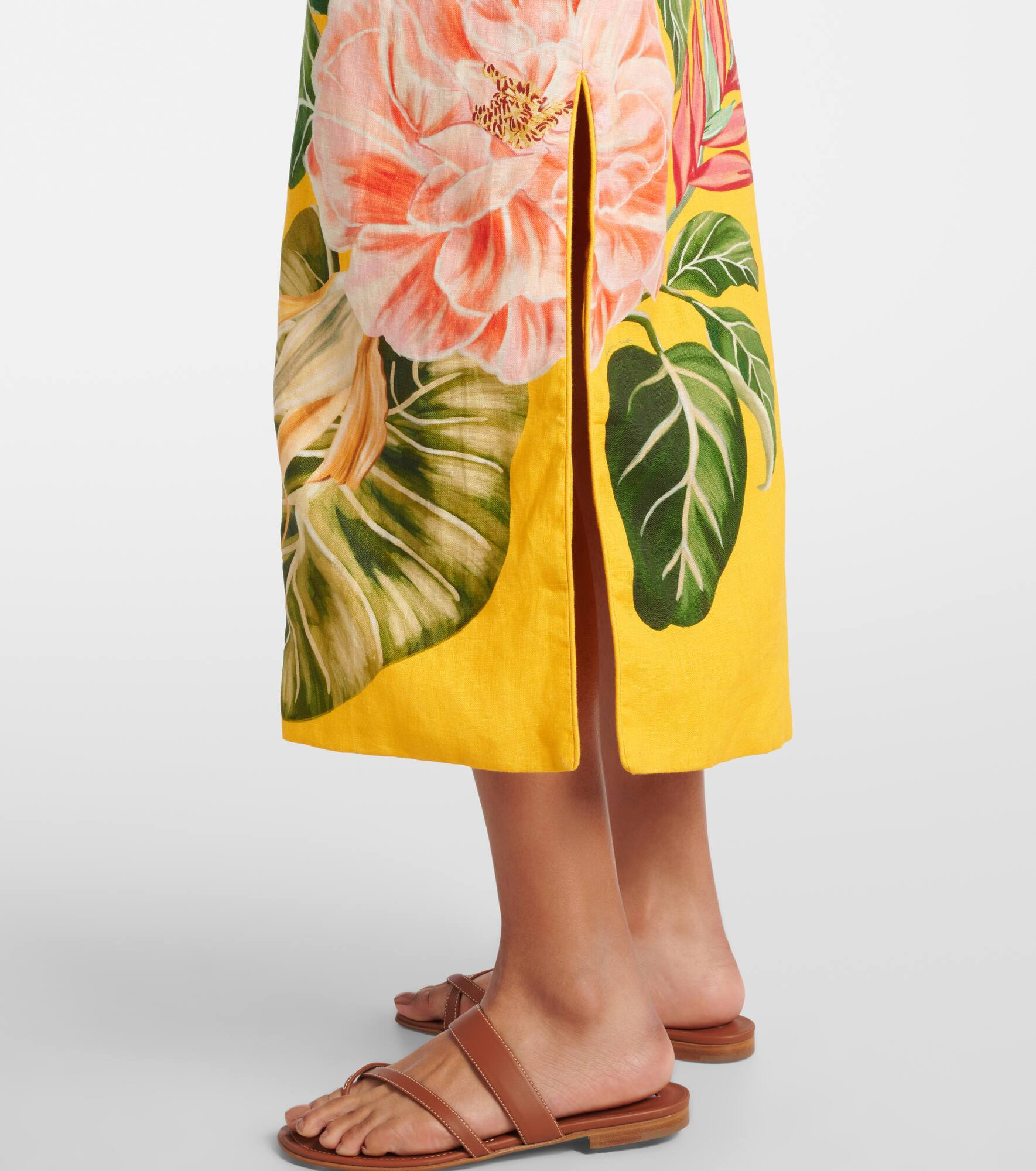 Spring Awakening floral linen midi dress - 5