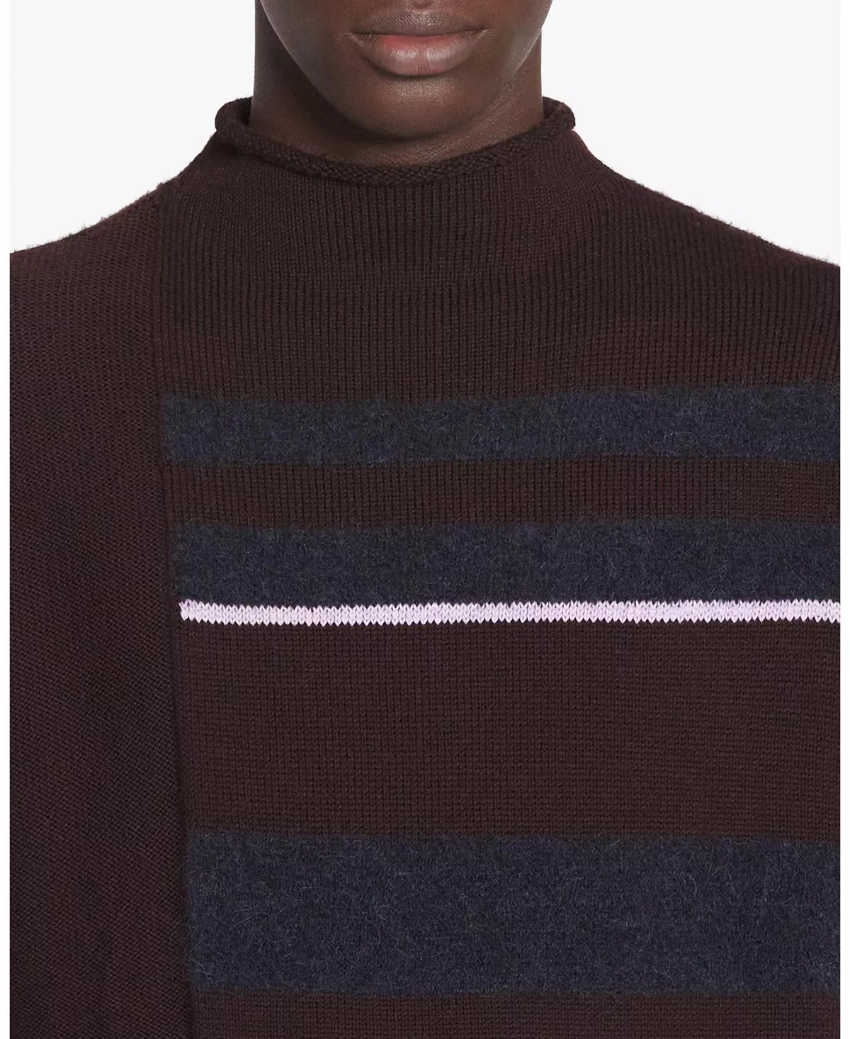 Striped Mock Turtleneck Sweater - 4