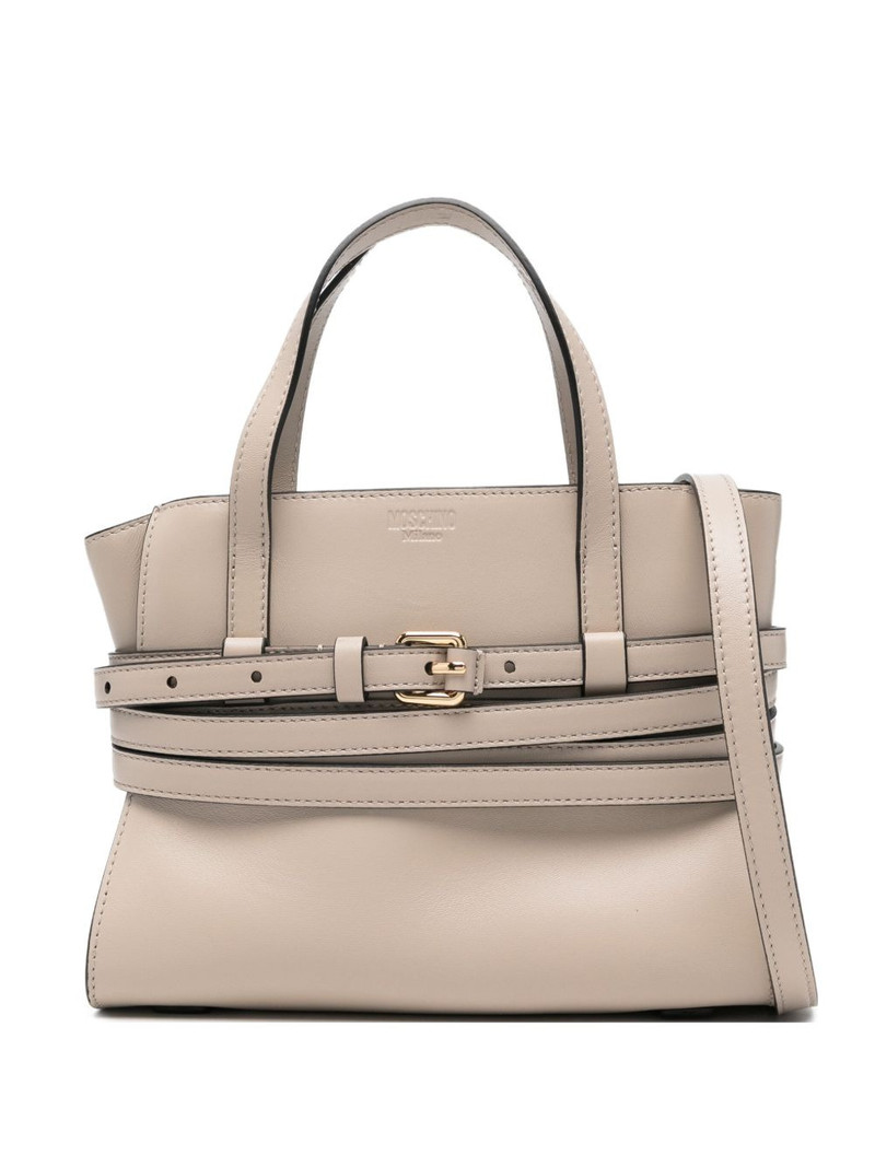 belted leather tote bag 1