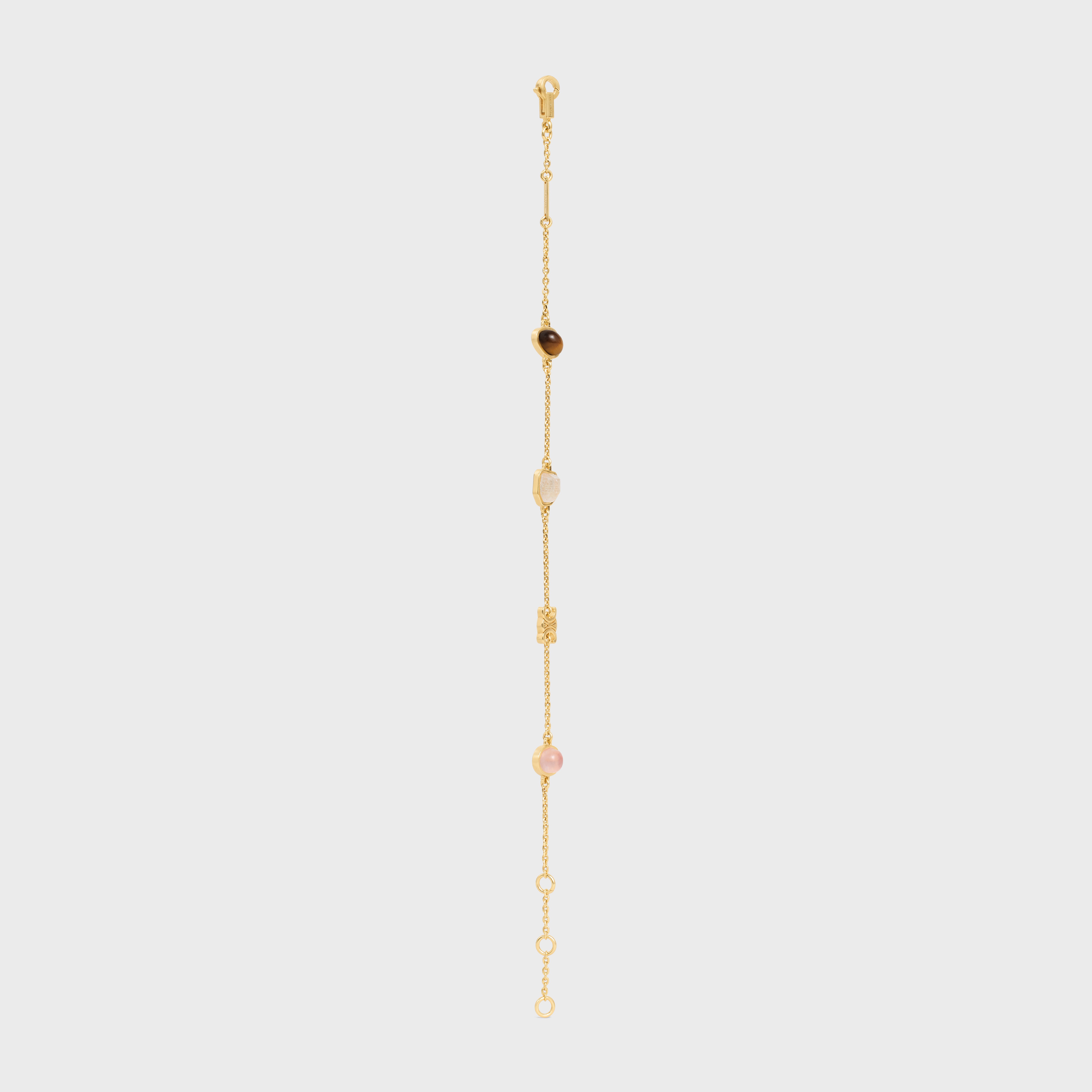 Triomphe Indie Bracelet in Brass with Gold Finish, Rutilated Quartz, Pink Quartz and Tiger Eye - 3