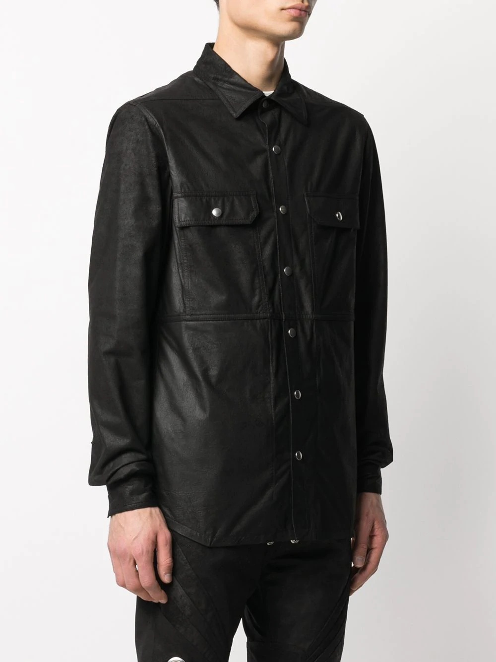 two-pocket leather shirt - 3