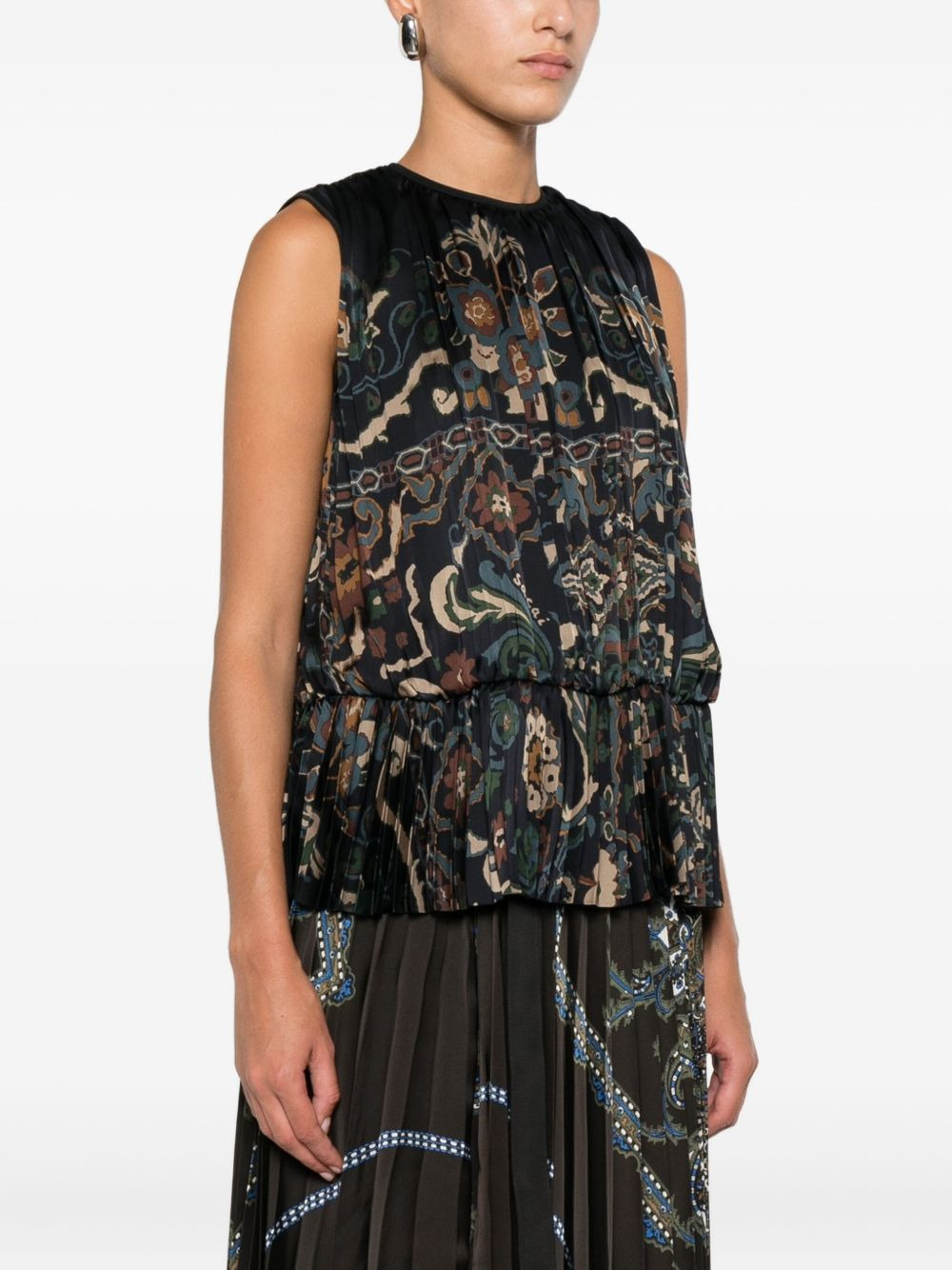 pleated paisley-print top - 3