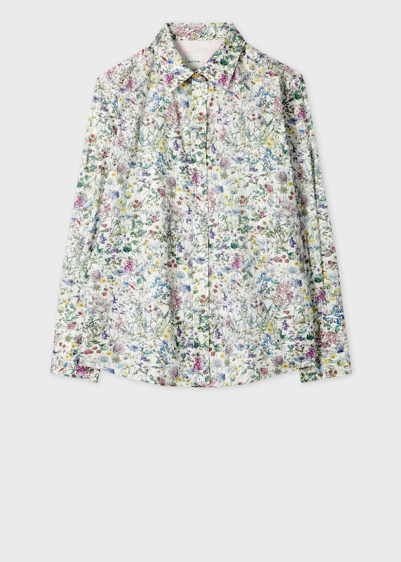 Women's White Cotton 'Liberty Floral' Print Shirt 1