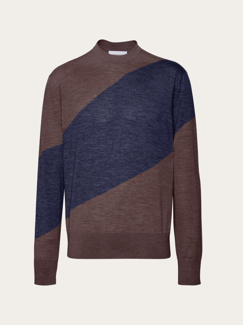 Crew neck dual tone sweater - 1