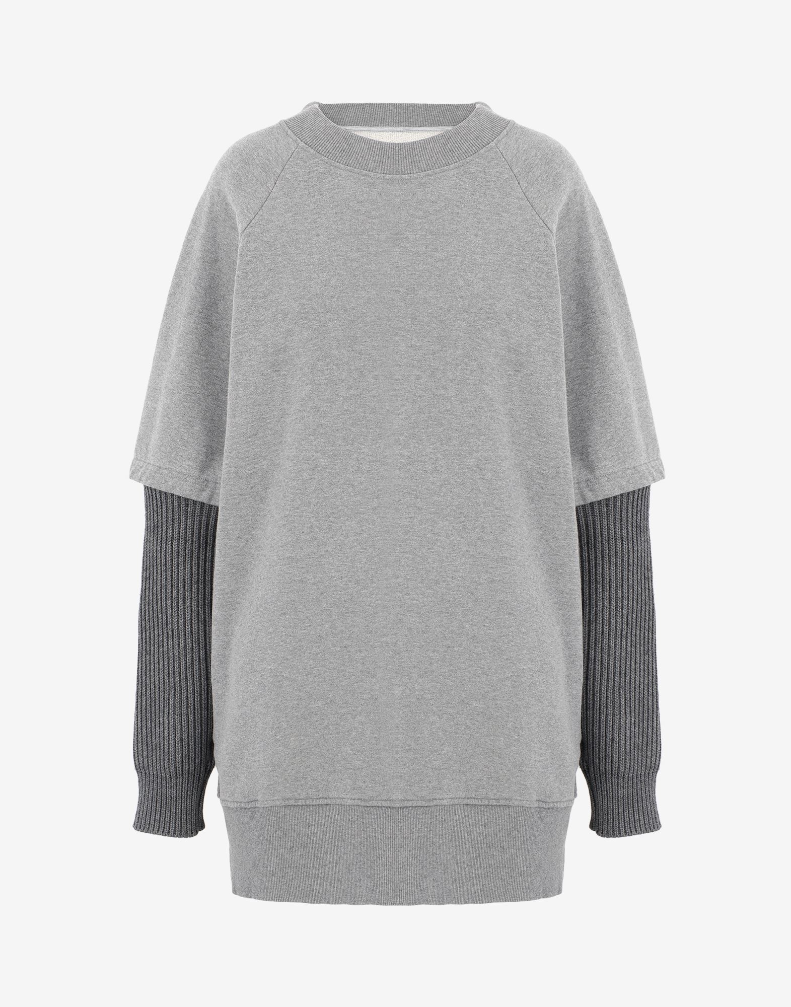 Ribbed sleeve sweatshirt dress - 1