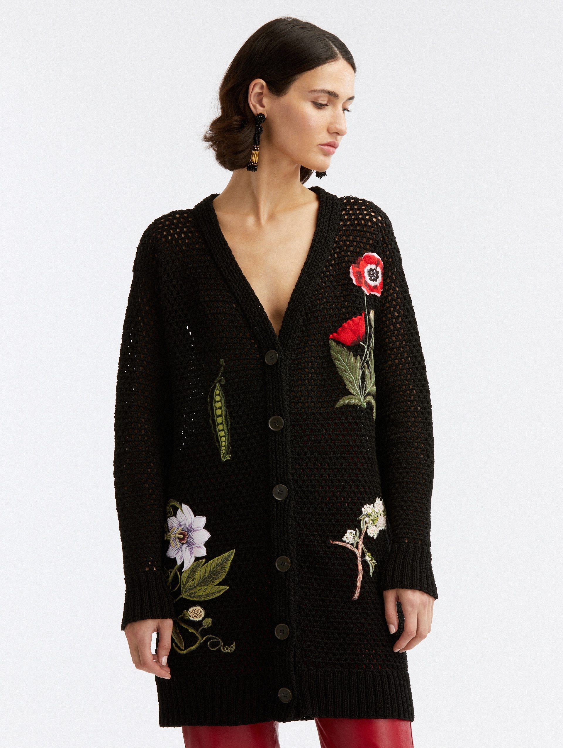 FLORAL EMBROIDERED CROCHET CARDIGAN - 2