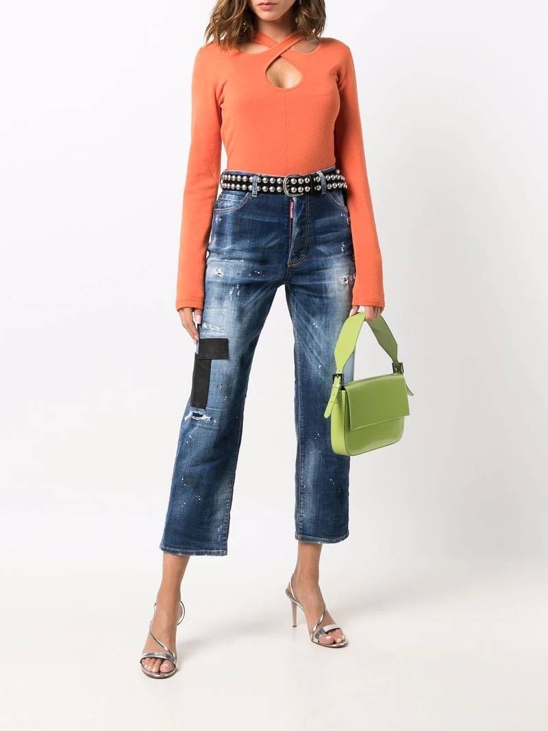 DSQUARED2 distressed straight-leg jeans outlook