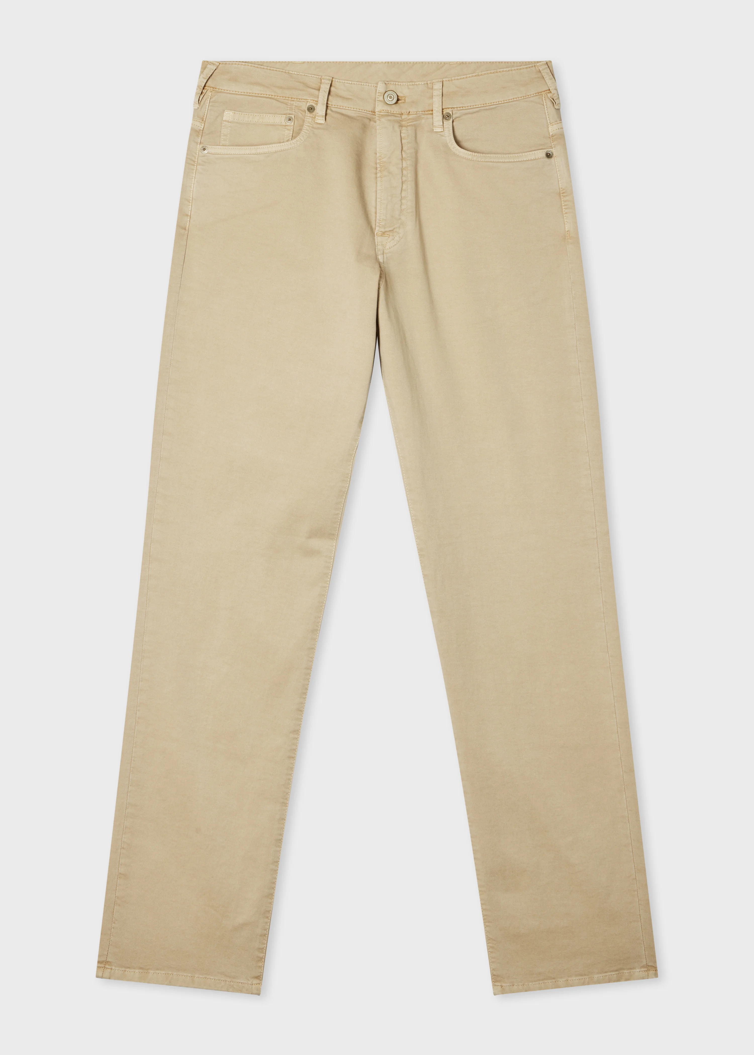 Relaxed Tapered-Fit Beige Cotton-Twill Trousers - 1