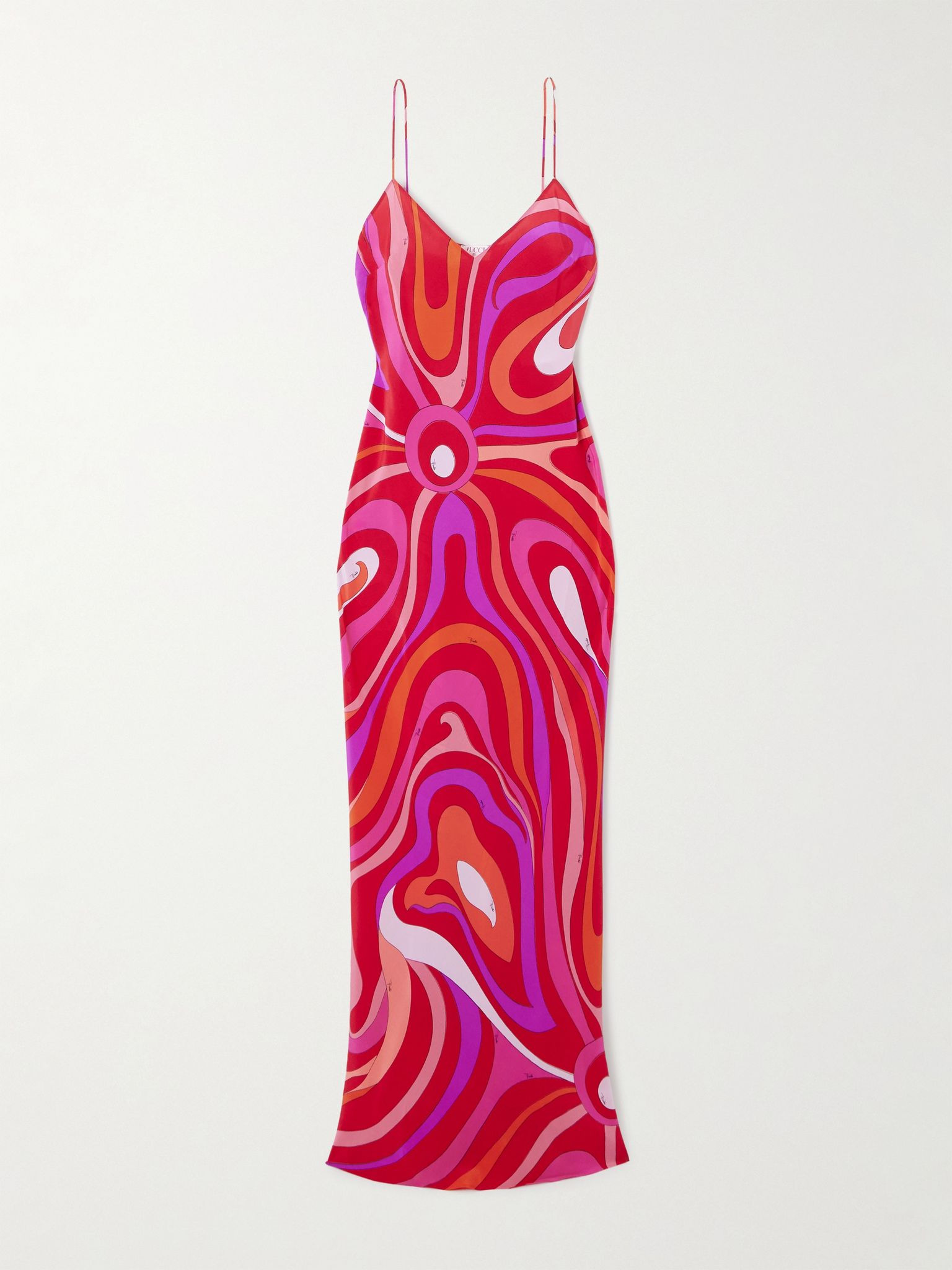 Marmo printed silk crepe de chine maxi dress Fuchsia - 1