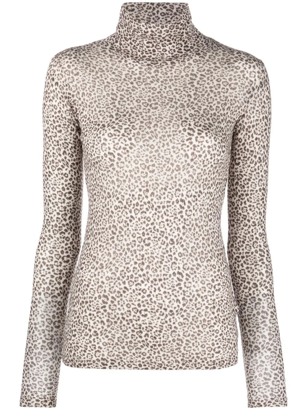 leopard turtleneck jumper - 1