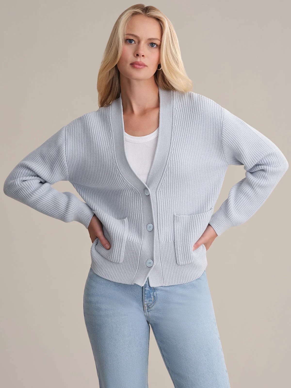 Abigail: V-Neck Cotton Cardigan - 1