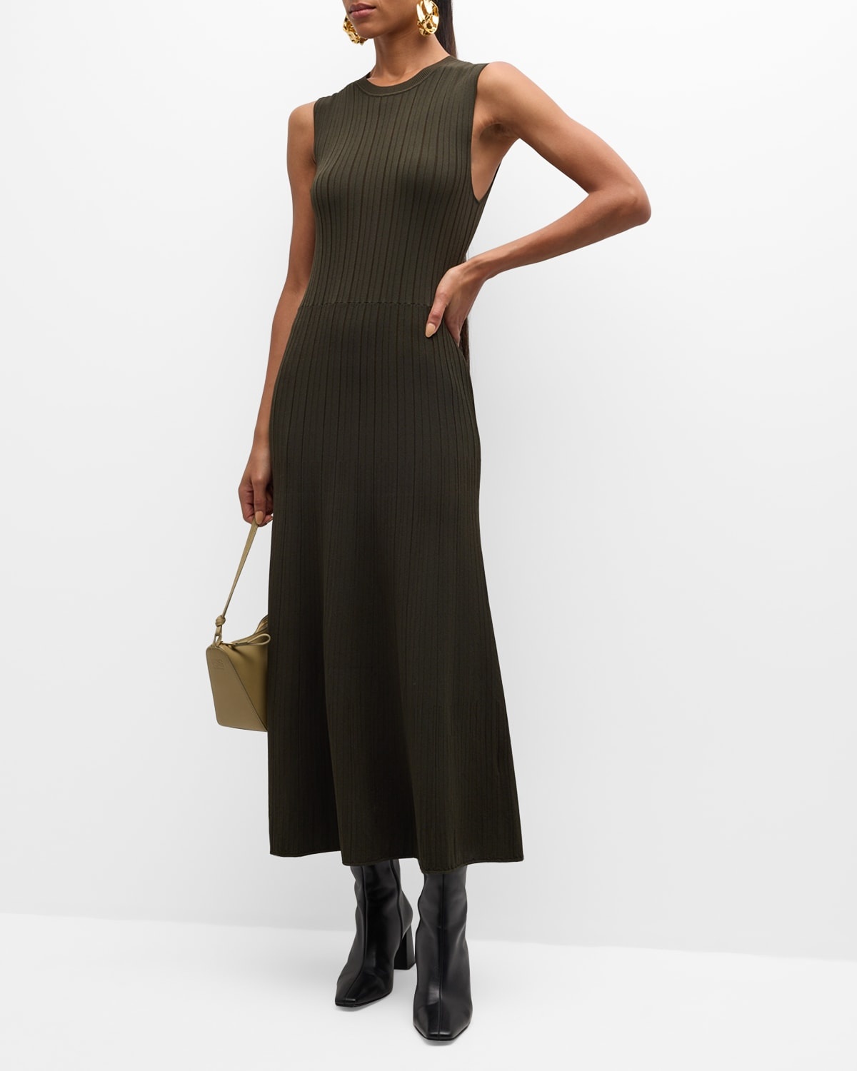 Sleeveless Ribbed Sweater Dress - 3